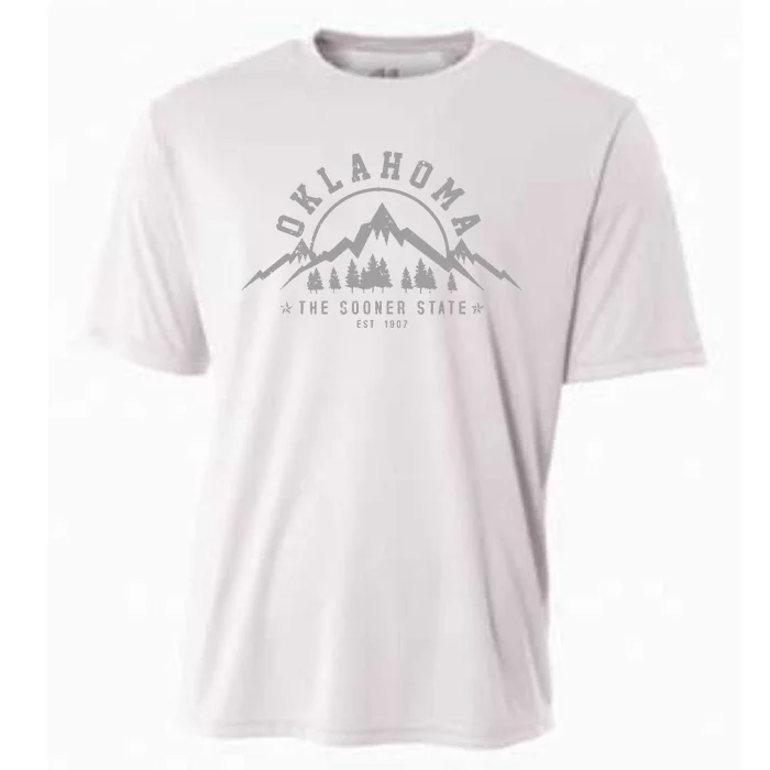 Oklahoma The Sooner State Est 1907 Vintage Mountains Gift Cooling Performance Crew T-Shirt