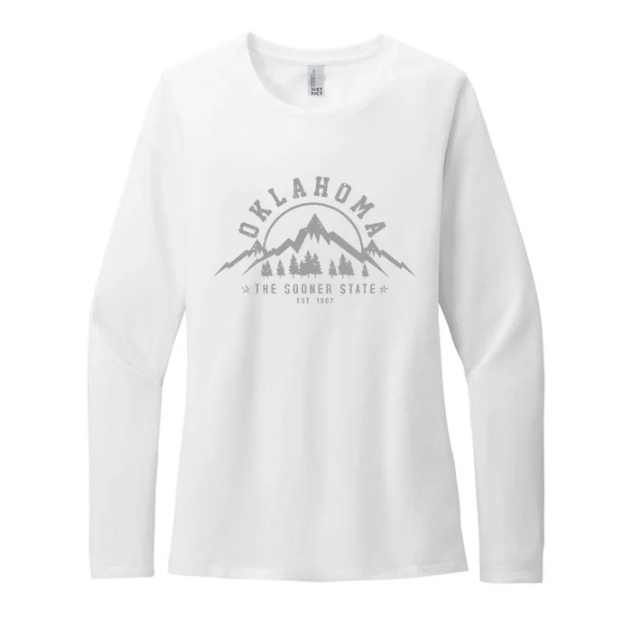 Oklahoma The Sooner State Est 1907 Vintage Mountains Gift Womens CVC Long Sleeve Shirt