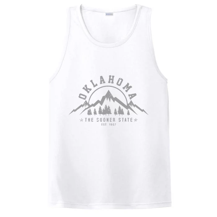 Oklahoma The Sooner State Est 1907 Vintage Mountains Gift Performance Tank