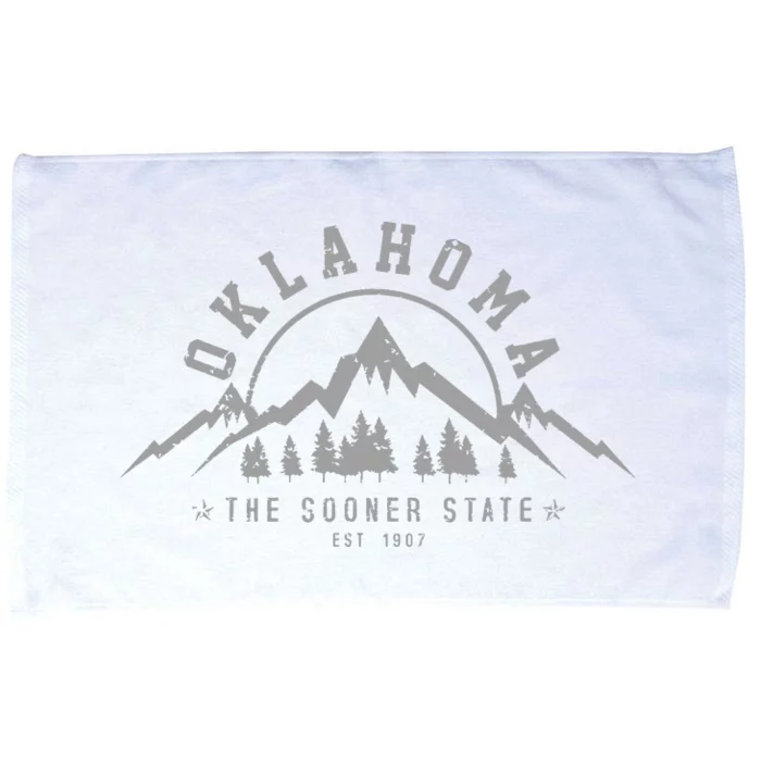 Oklahoma The Sooner State Est 1907 Vintage Mountains Gift Microfiber Hand Towel