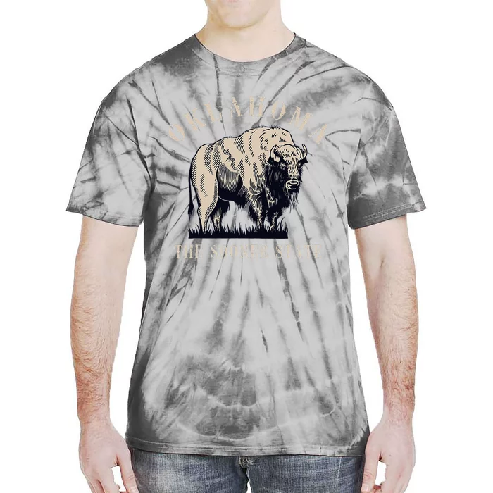 Oklahoma The Sooner State American Bison Buffalo Vintage Tie-Dye T-Shirt