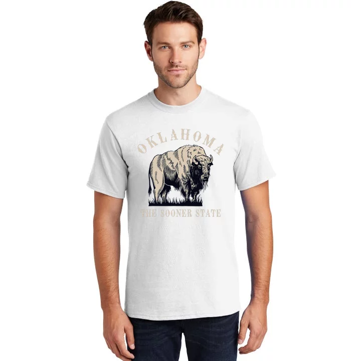 Oklahoma The Sooner State American Bison Buffalo Vintage Tall T-Shirt