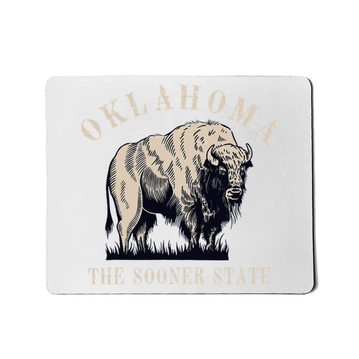 Oklahoma The Sooner State American Bison Buffalo Vintage Mousepad