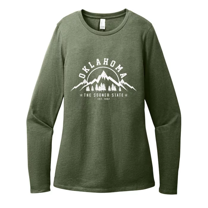 Oklahoma The Sooner State Est 1907 Vintage Mountains Gift Womens CVC Long Sleeve Shirt