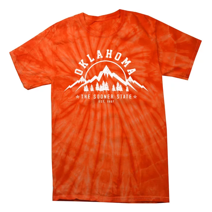 Oklahoma The Sooner State Est 1907 Vintage Mountains Gift Tie-Dye T-Shirt