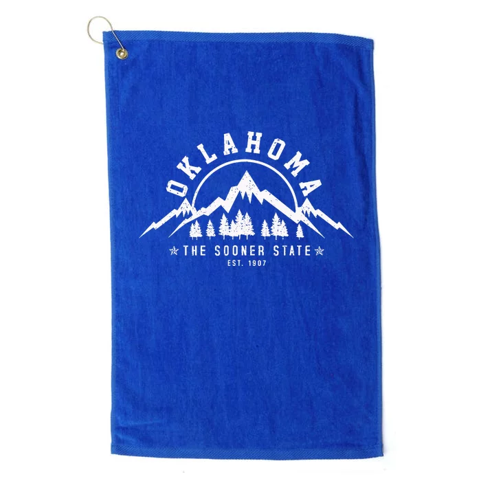 Oklahoma The Sooner State Est 1907 Vintage Mountains Gift Platinum Collection Golf Towel