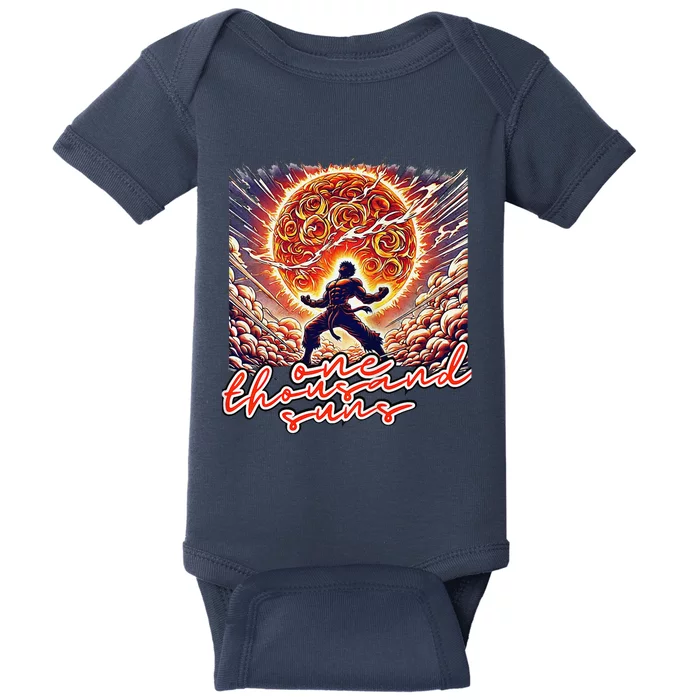 One Thousand Suns Workout Mantra Anime Gym Lift Fighter 1 Baby Bodysuit