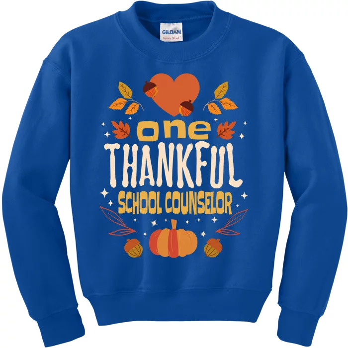 One Thankful School Counselor Fall Thanksgiving Gift Kids Sweatshirt