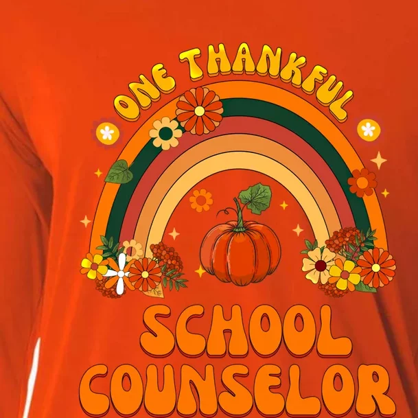 One Thankful School Counselor Rainbow Thanksgiving Gift Cooling Performance Long Sleeve Crew