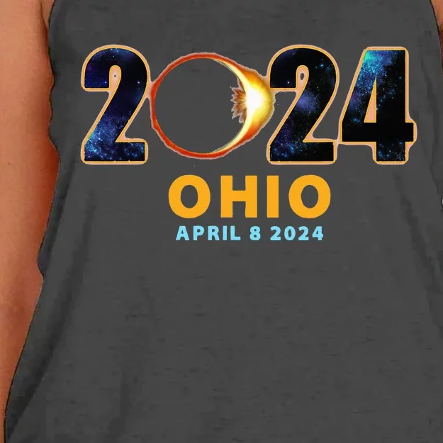 Ohio Total Solar Eclipse 2024 Women's Knotted Racerback Tank