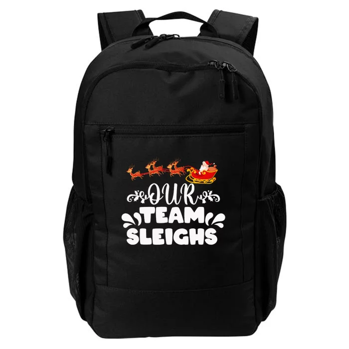 Our Team Sleighs Christmas Reindeers Santa's Workers Office Daily Commute Backpack