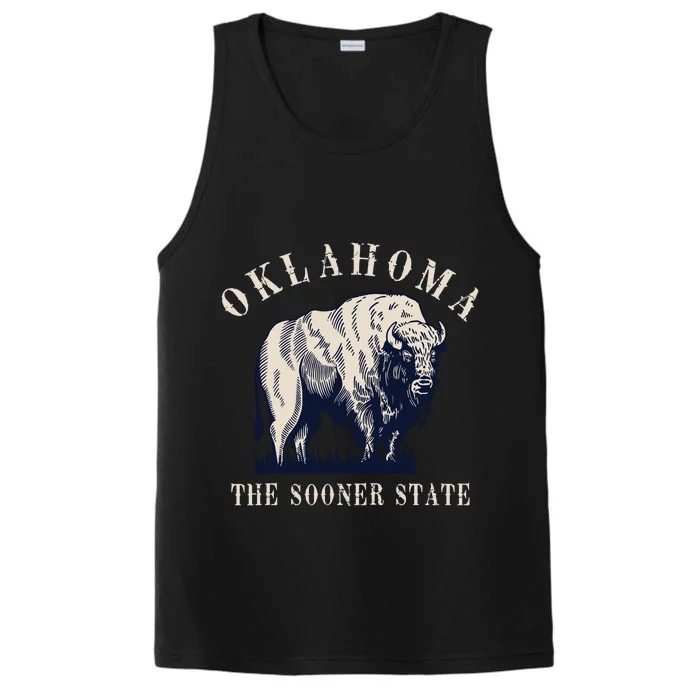 Oklahoma The Sooner State American Bison Buffalo Vintage Performance Tank