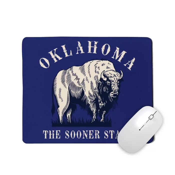 Oklahoma The Sooner State American Bison Buffalo Vintage Mousepad