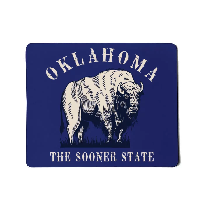 Oklahoma The Sooner State American Bison Buffalo Vintage Mousepad