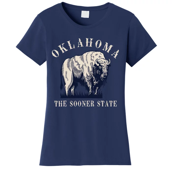 Oklahoma The Sooner State American Bison Buffalo Vintage Women's T-Shirt