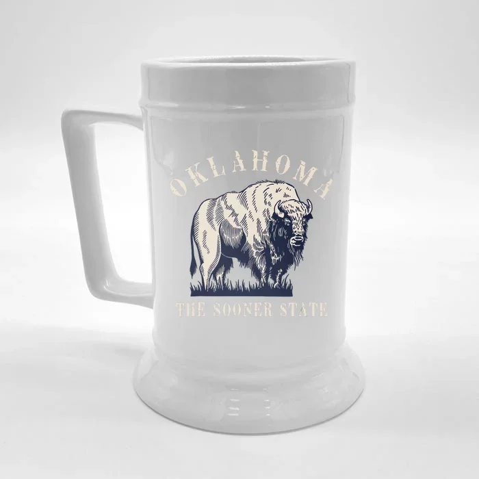 Oklahoma The Sooner State American Bison Buffalo Vintage Front & Back Beer Stein