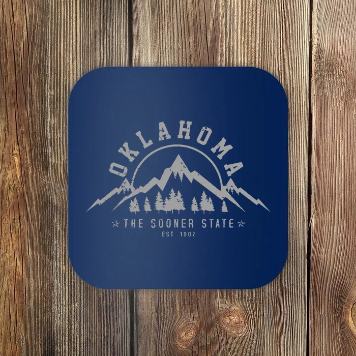 Oklahoma The Sooner State Est 1907 Vintage Mountains Gift Coaster