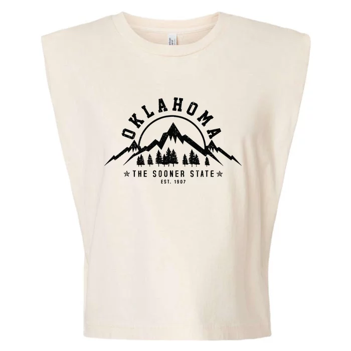 Oklahoma The Sooner State Est 1907 Vintage Mountains Gift Garment-Dyed Women's Muscle Tee