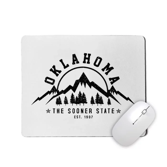 Oklahoma The Sooner State Est 1907 Vintage Mountains Gift Mousepad