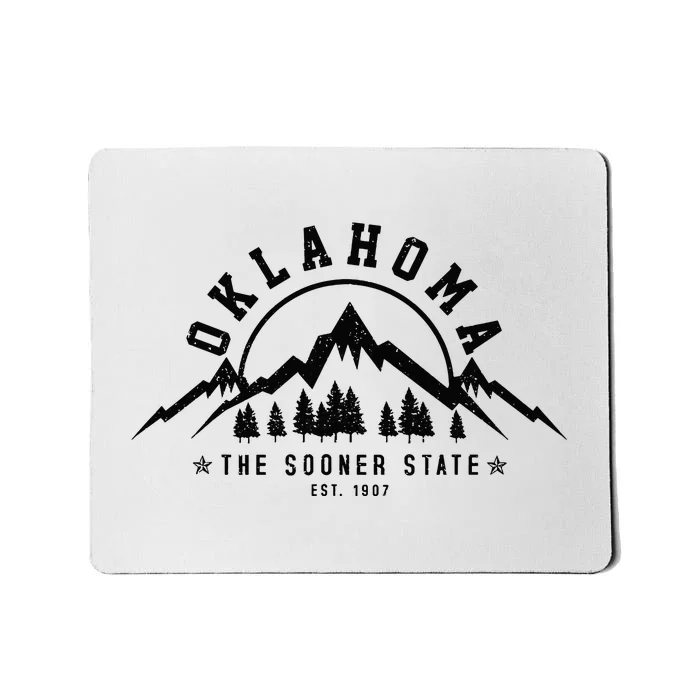 Oklahoma The Sooner State Est 1907 Vintage Mountains Gift Mousepad