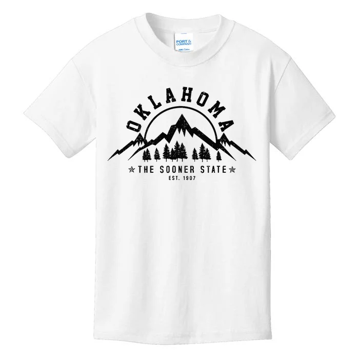 Oklahoma The Sooner State Est 1907 Vintage Mountains Gift Kids T-Shirt