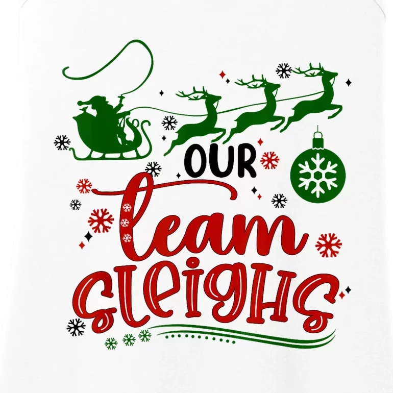 Our Team Sleighs Reindeer Santa Claus Xmas Office Staff Ladies Essential Tank