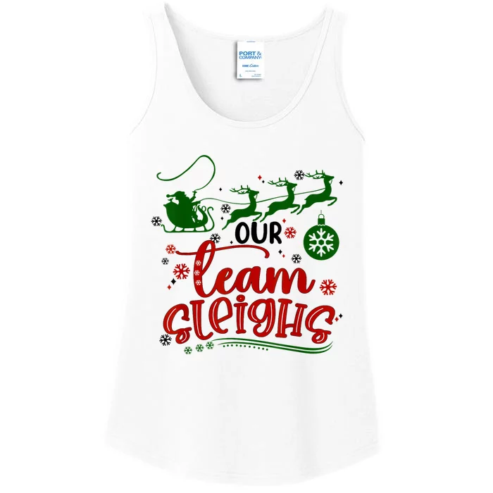 Our Team Sleighs Reindeer Santa Claus Xmas Office Staff Ladies Essential Tank