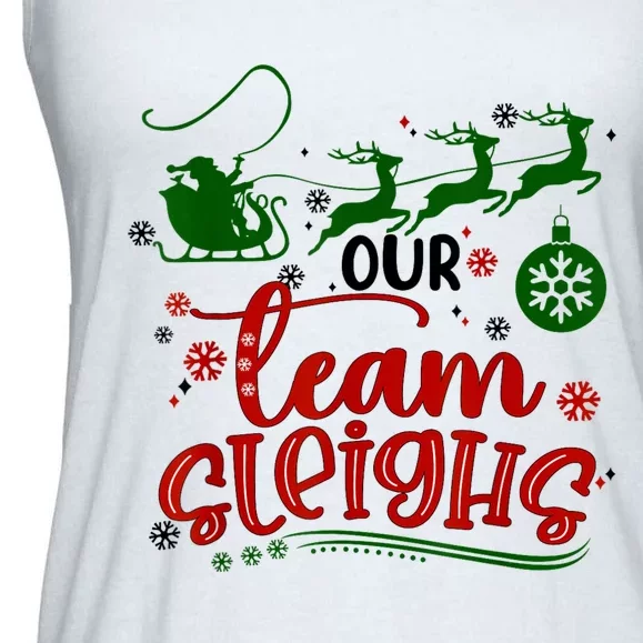 Our Team Sleighs Reindeer Santa Claus Xmas Office Staff Ladies Essential Flowy Tank