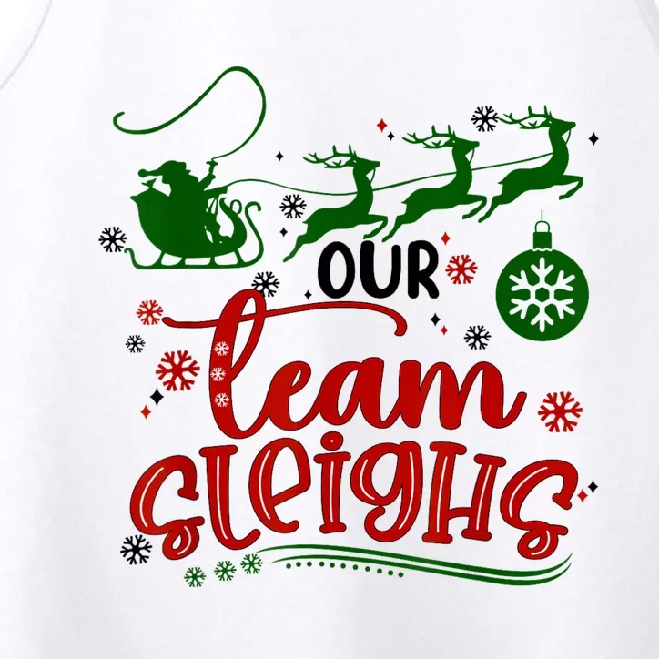 Our Team Sleighs Reindeer Santa Claus Xmas Office Staff Performance Tank