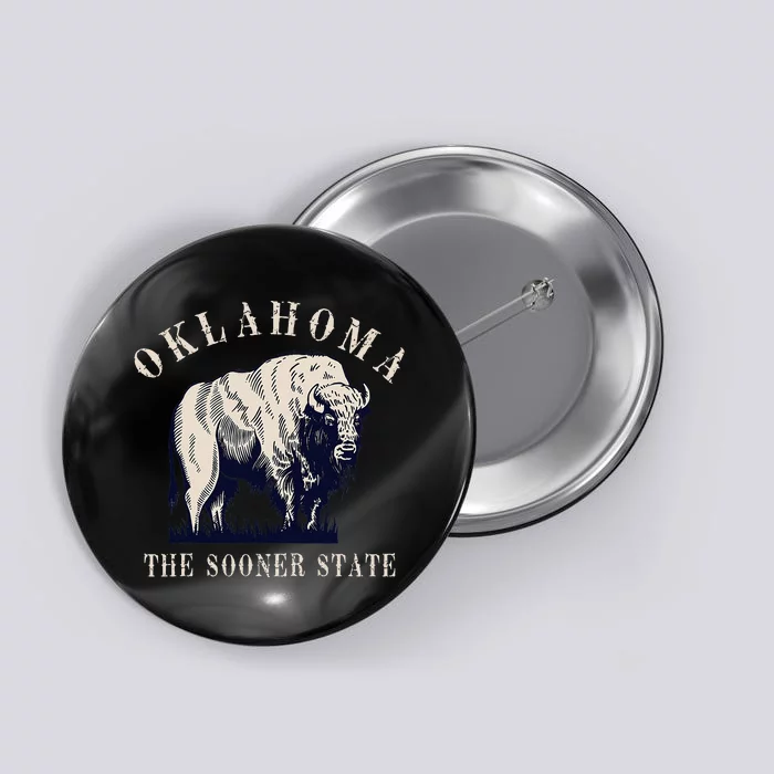 Oklahoma The Sooner State American Bison Buffalo Button