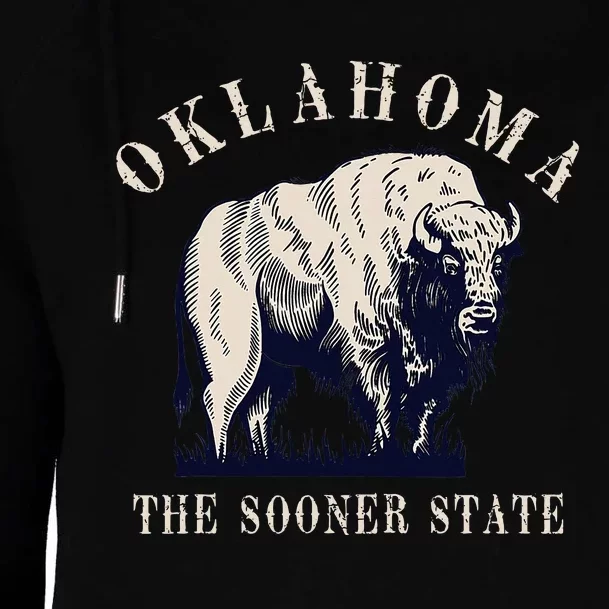 Oklahoma The Sooner State American Bison Buffalo Womens Funnel Neck Pullover Hood