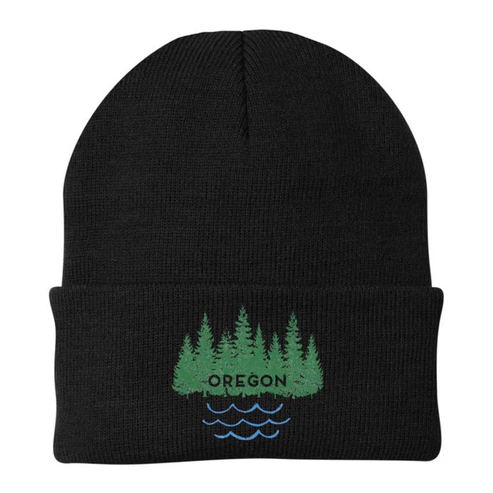 Oregon Trees Silhouette Nature Outdoorsy Knit Cap Winter Beanie