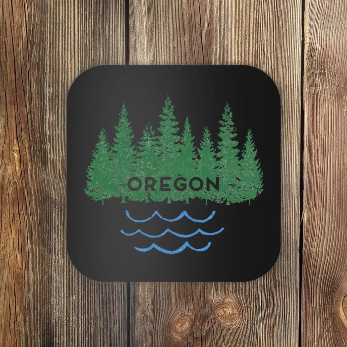 Oregon Trees Silhouette Nature Outdoorsy Coaster