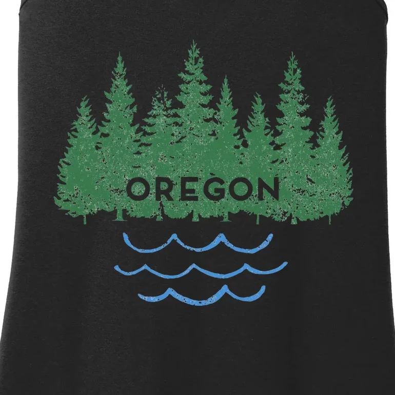 Oregon Trees Silhouette Nature Outdoorsy Ladies Essential Tank