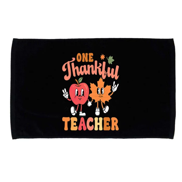 One Thankful Teacher Fall Leaves Thanksgiving Microfiber Hand Towel