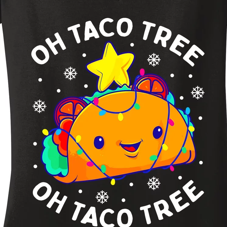 Oh Taco Tree Christmas Cute Xmas Mexican Food Lover Gifts Women's V-Neck T-Shirt