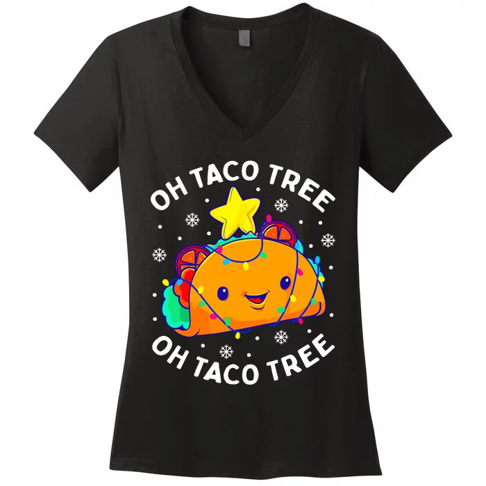 Oh Taco Tree Christmas Cute Xmas Mexican Food Lover Gifts Women's V-Neck T-Shirt