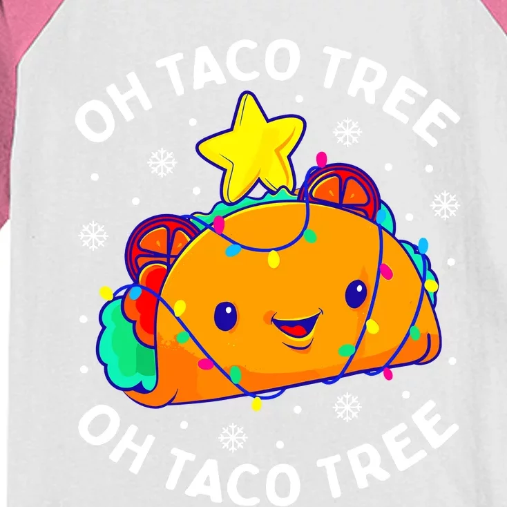 Oh Taco Tree Christmas Cute Xmas Mexican Food Lover Gifts Kids Colorblock Raglan Jersey