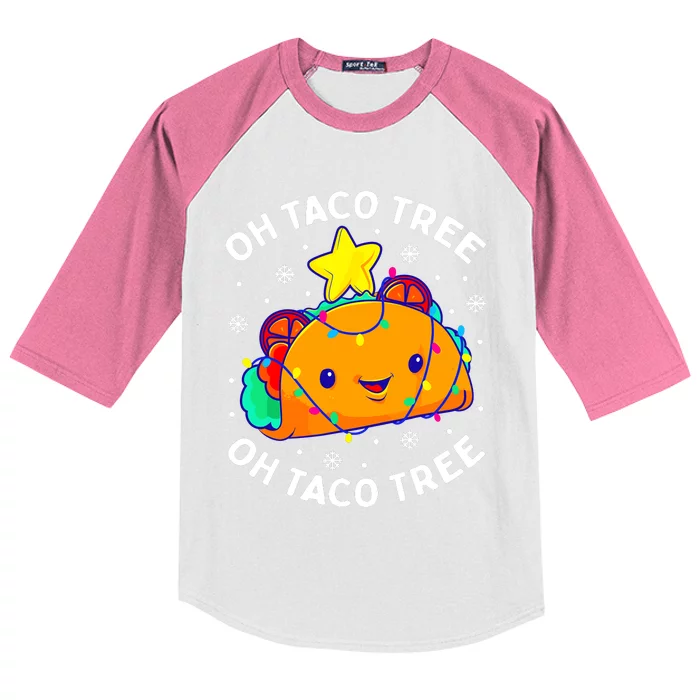 Oh Taco Tree Christmas Cute Xmas Mexican Food Lover Gifts Kids Colorblock Raglan Jersey