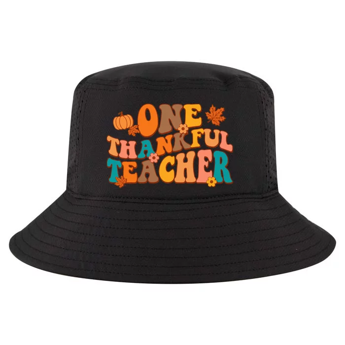 One Thankful Teacher Groovy Fall Teacher Thanksgiving Cool Comfort Performance Bucket Hat