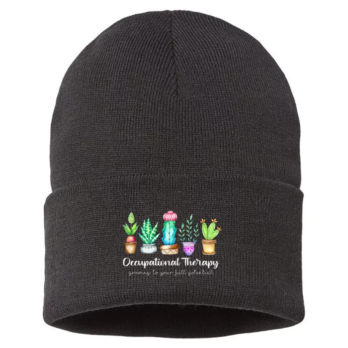 Occupational Therapy Therapist Ot Month Cactus Plant Funny Sustainable Knit Beanie