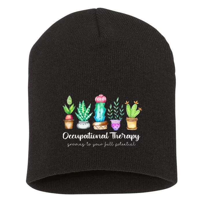 Occupational Therapy Therapist Ot Month Cactus Plant Funny Short Acrylic Beanie