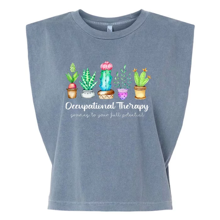 Occupational Therapy Therapist Ot Month Cactus Plant Funny Garment-Dyed Women's Muscle Tee