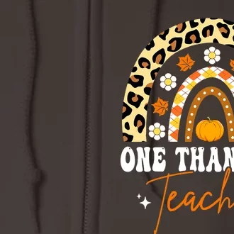 One Thankful Teacher Thanksgiving Rainbow Leopard Fall Full Zip Hoodie