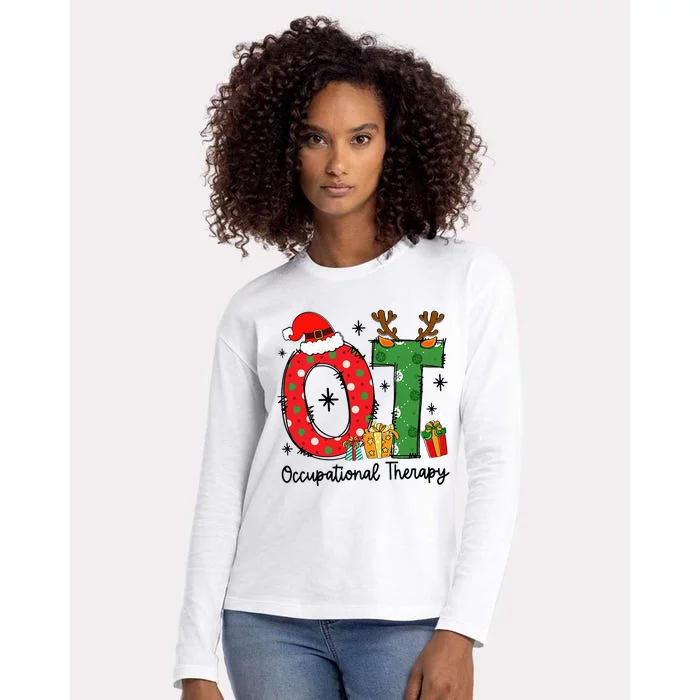 Occupational Therapy Therapist Christmas Gift Merry OT Xmas Womens Cotton Relaxed Long Sleeve T-Shirt