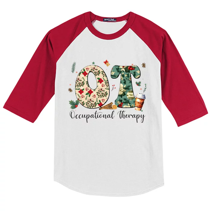 Occupational Therapy Therapist Christmas OT OTA Kids Colorblock Raglan Jersey