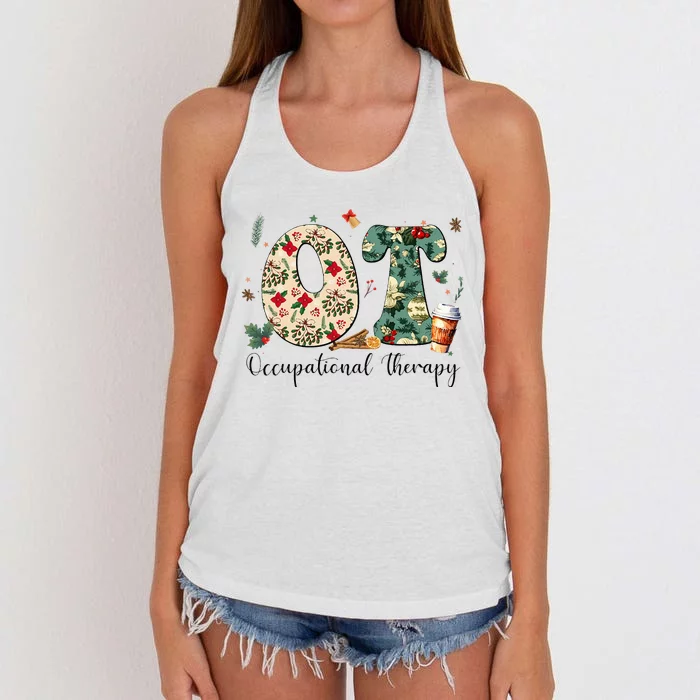 Occupational Therapy Therapist Christmas OT OTA Women's Knotted Racerback Tank