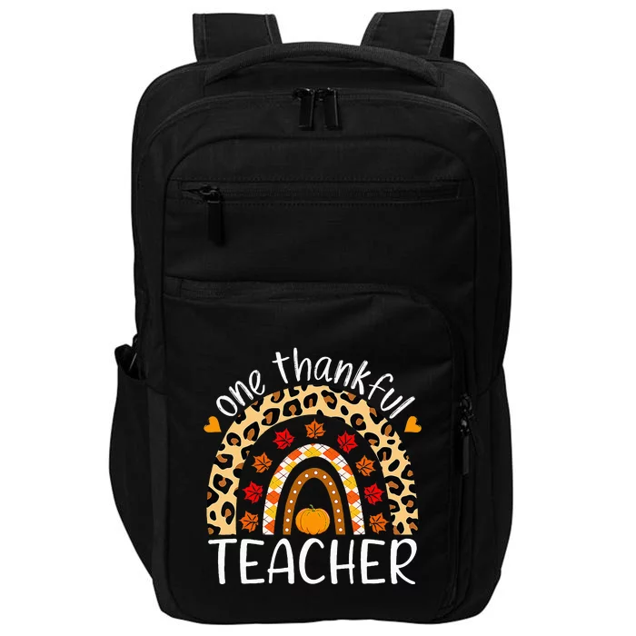 One Thankful Teacher Rainbow Leopard Teachers Thanksgiving Impact Tech Backpack