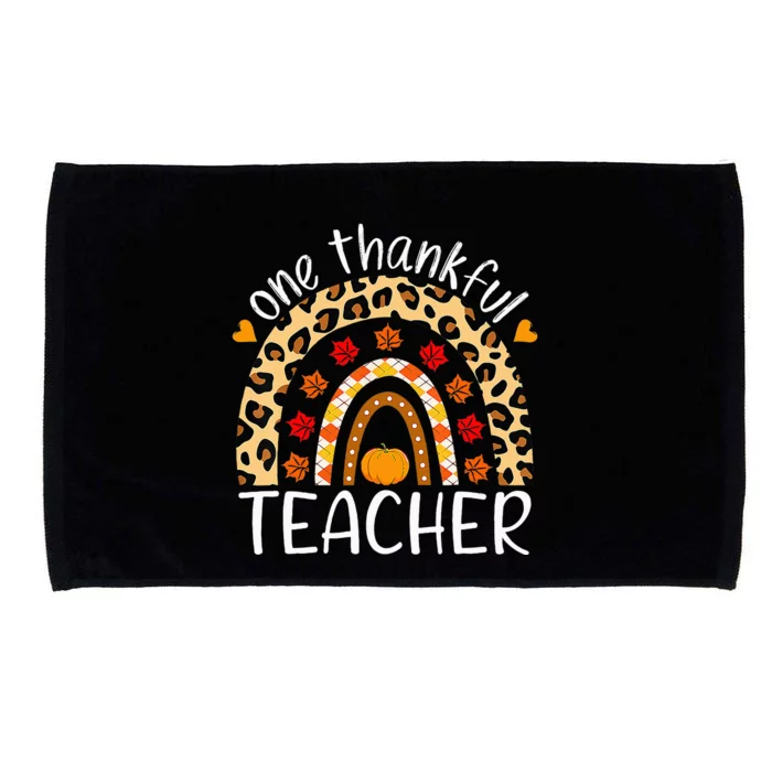 One Thankful Teacher Rainbow Leopard Teachers Thanksgiving Microfiber Hand Towel