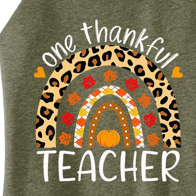 One Thankful Teacher Rainbow Leopard Teachers Thanksgiving Women’s Perfect Tri Rocker Tank